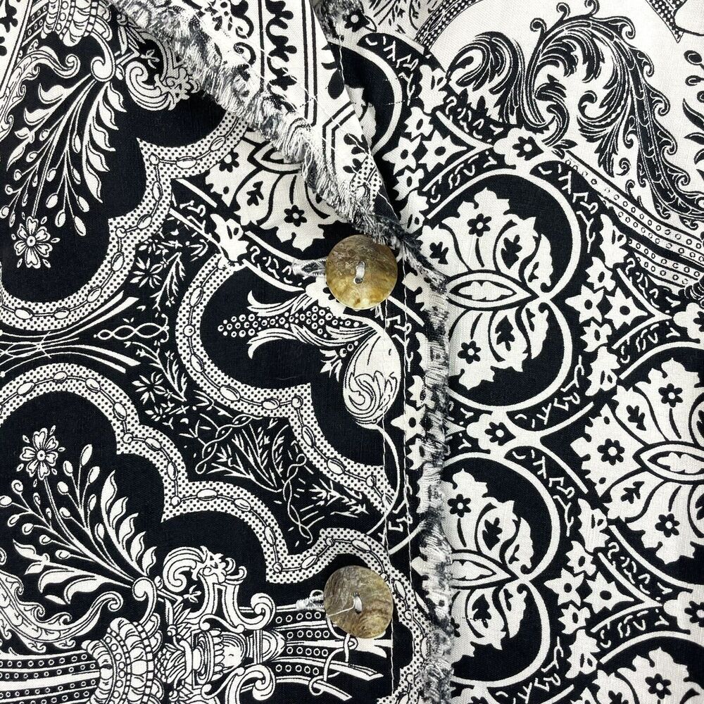 Citron Santa Monica Jacket PM Petite Floral Raw Seam Silk Linen Button Closure - Picture 3 of 6